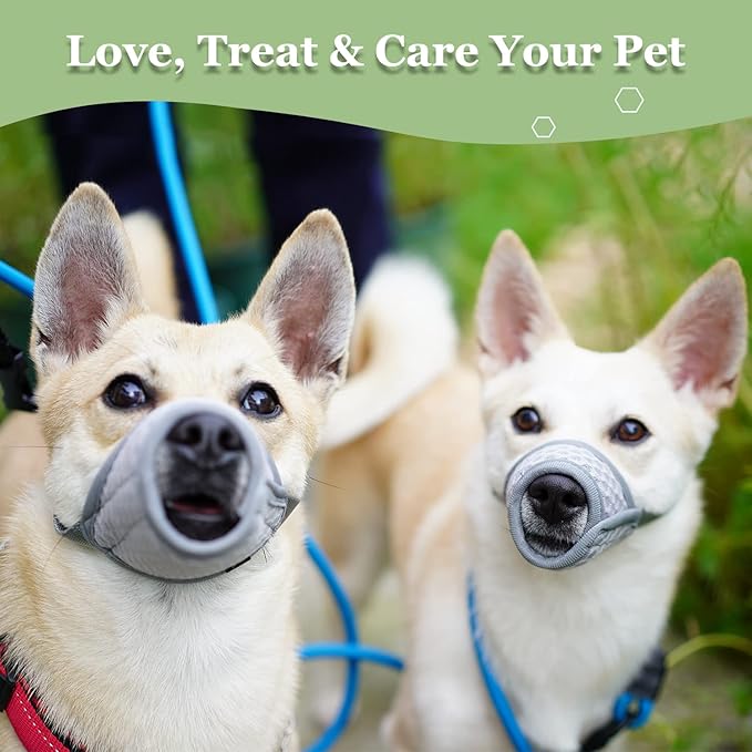 Mayerzon Dog Muzzle, Soft Mesh Muzzle for Small Medium Large Dogs Chihuahua Poodles Beagle Dachshund Corgis Labrador, Puppy Muzzle for Biting Chewing Grooming, Allows Panting Drinking