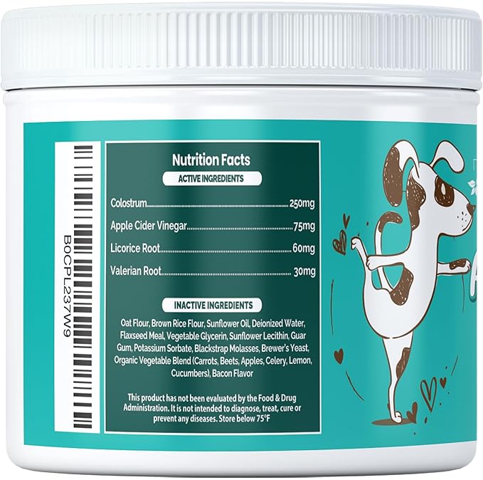 Allergy Relief Soft Chews for Dogs - Anti Itch Supplement - Apple Cider Vinegar, Licorice Root, Valerian Root, and Colostrum - Soft Chews for Skin & Seasonal Allergies - 120 Count