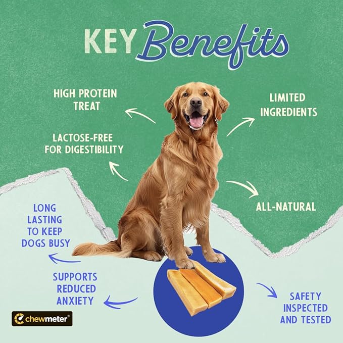 Chewmeter Yaky Himalayan Yak Cheese Dog Chews, Dog Bones for Aggressive Chewers, Healthy Dog Treats, Long Lasting, Natural, Rawhide Alternative, Grain Free, Dogs 65 lbs & Under, 3 Count (Pack of 1)