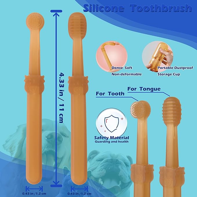 Dog Toothbrush Kit, Pet Toothbrush & Tongue Cleaner for Dogs, Cats & Small Pets, Finger Toothbrush for Dog, Cat Tooth Brush,Tooth Brushing, Dental Care kit for Small Pets Ferret