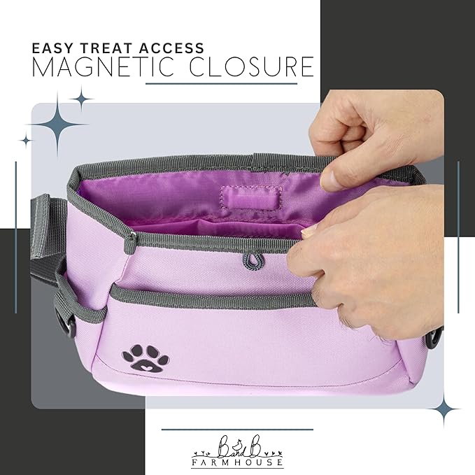 Dog Treat Pouches for Pet Training - Custom Design - Dog Treat Bag for Dog Training & Behavior Aids - Fanny Pack for Dog Walking Bag - Puppy Training Treat Pouch & Snacks Bag Pouch (Light Purple)