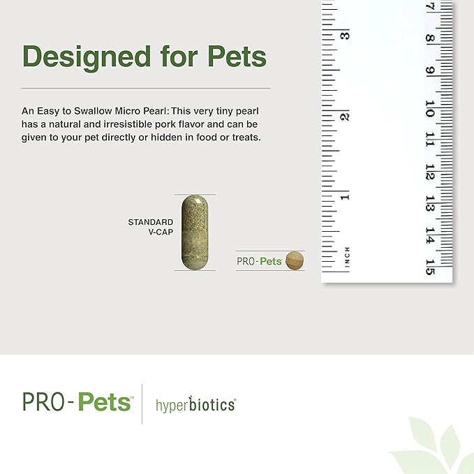 Hyperbiotics Pro Pets Probiotics | Probiotics for Dogs & Cats | Small Micro Sized Chewable Pearl Shaped Tablets | Time Released Delivery | 60 Count