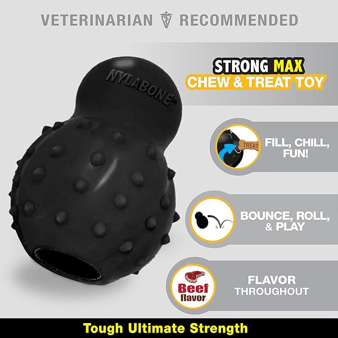 Nylabone Strong MAX Chew Cone Stuffable Chew Toy for Dogs, Beef Flavored Fillable Treat Toy, Medium/Wolf - Up to 35 lbs. (1 Count)