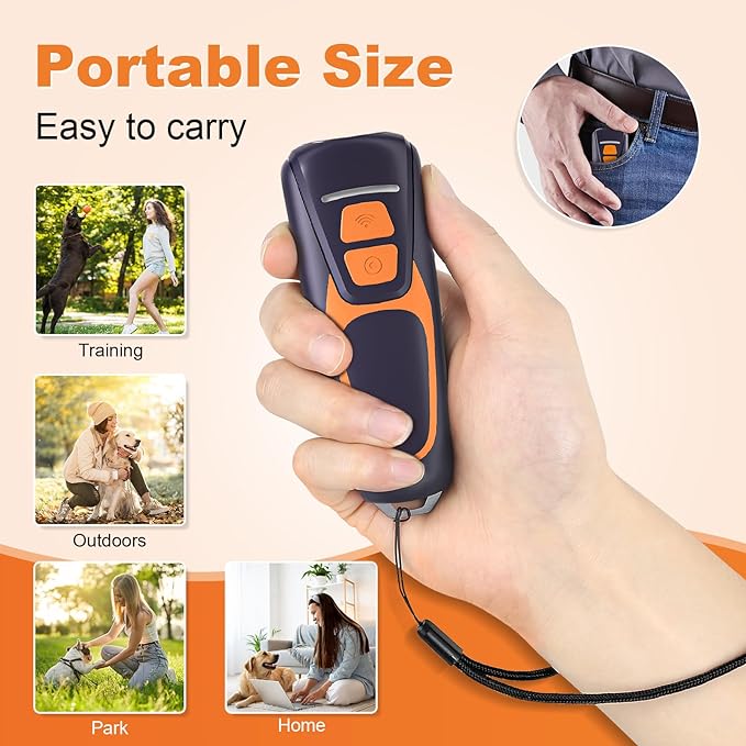 Dog Bark Deterrent Devices, Rechargeable Ultrasonic Anti Barking Device for Dogs, Dog Bark Control Devices 50FT Range Safe for Dogs & Human Portable Indoor Outdoor, Dog Training & Behavior Aids
