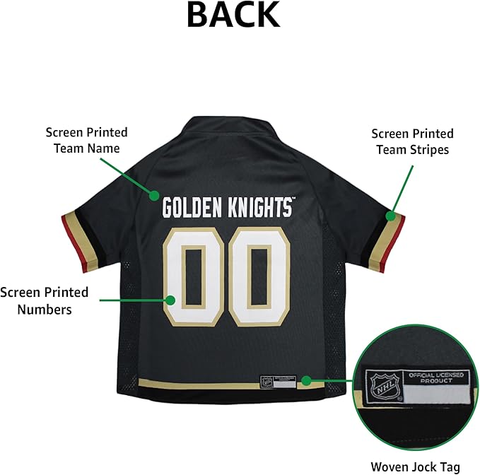 Pets First NHL Las Vegas Golden Knights Jersey for Dogs & Cats, X-Small. - Let Your Pet Be A Real NHL Fan!