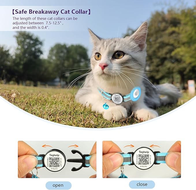 Reflective Kitten Collars with Bell,Cat Collar Breakaway with QR Code Name Tag, Cat ID Tag Personalized, Ultra-Durable, Adjustable, Fits Most Girl Boy Small Large Cats (Pink Reflective)