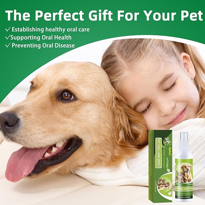 Pet Oral Spray, Dog Dental Care, Cat Dental Care,pet supplies,Oral Hygiene Spray for Dogs and Cats, Oral Cleaning Mouthwash, Edible Fresh Breath, Oral Deodorizer, Treats Gingivitis in Dogs and Cats