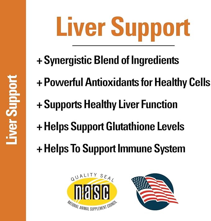 Vet Classics Liver Support Pet Health Supplement for Dogs, Cats – Liver Functions – B-Vitamins, Glutathione, Milk Thistle – Soft Tablets, Chews – 60 Chewable Tablets