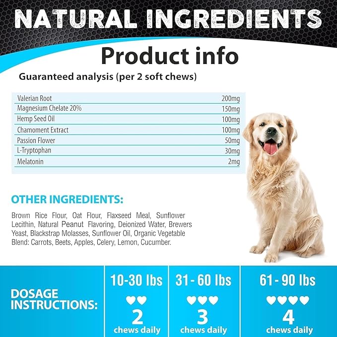 FURALAND Hemp Calming Chews for Dogs - Dog Calming Chews - Anxiety Relief Treats - Dog Calming Treats - Hemp Oil - Sleep Calming Aid - Advanced Calming Health Joint Support Supplement - Made in USA