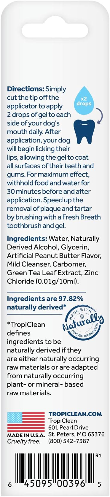 Fresh Breath Certified Wellness Collection Vet Recommended Peanut Butter Oral Care Clean Teeth Gel for Dogs, 2oz - Removes Plaque & Tartar - Cleans Teeth - Dog Dental Care - No Brushing Required