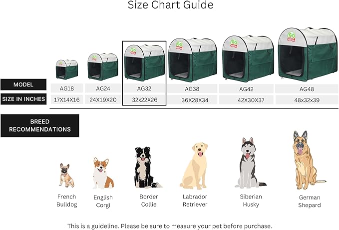 Go Pet Club 32" Rounded Top Soft Collapsible Dog Crate, Portable Pet Carrier, Thick Padded Pet Travel Crate for Indoor & Outdoor, Soft Sided Pet Foldable Kennel Cage with Durable Mesh Windows, Green
