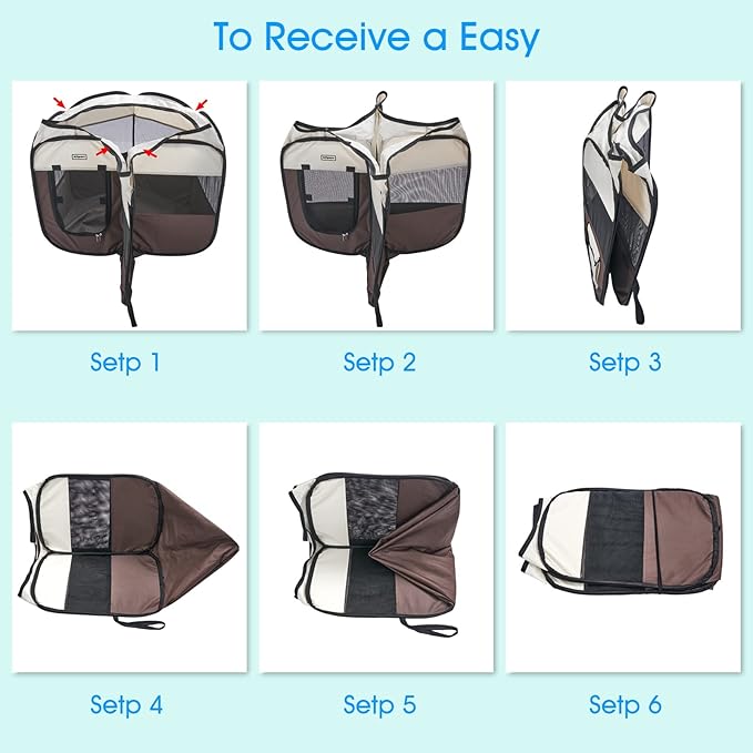 Portable Pet Playpen,Dog Playpen Foldable Pet Exercise Pen Tents for Dogs/Cats/Rabbits/Pets,Cat Playpen Indoor/Outdoor Travel Camping Use with Carry Case