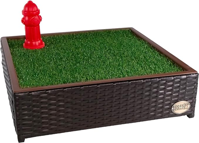 Porch Potty Artificial Grass Potty Pads for Dogs - Small Size 26x26x7 Reusable Potty Training Pad - Washable Pee Pads for Dogs - Unique Design - Instant Drainage -Quick Absorb - 2x2 Ft Grass Size