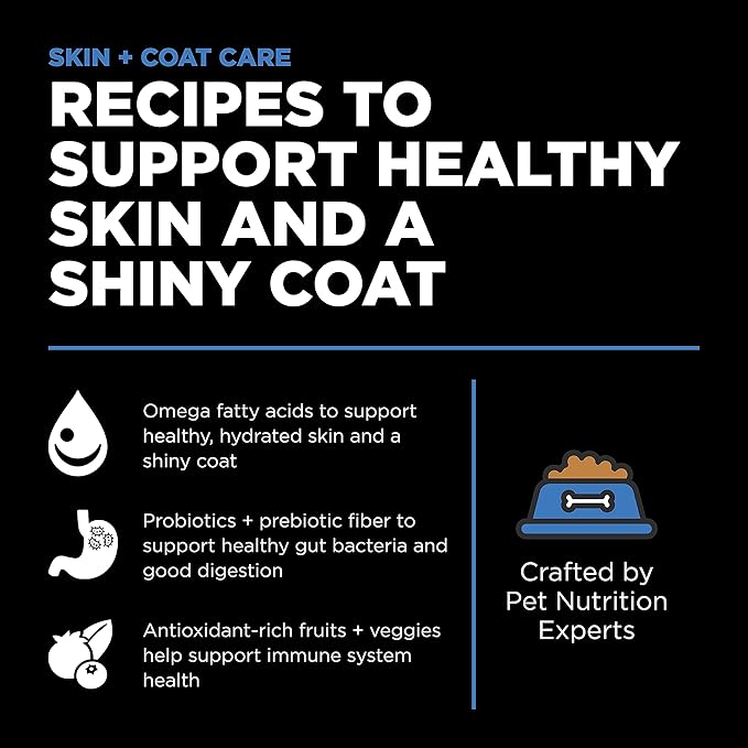 GO! SOLUTIONS Skin + Coat Care - Dry Dog Food, 12 lb - Chicken Recipe with Grains for All Life Stages - Complete + Balanced Nutrition for Dogs