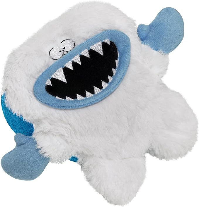 goDog Holiday Collection Mixed Materials TPE-Plush Yeti Squeaky Dog Toy, Chew Guard Technology - White, One Size