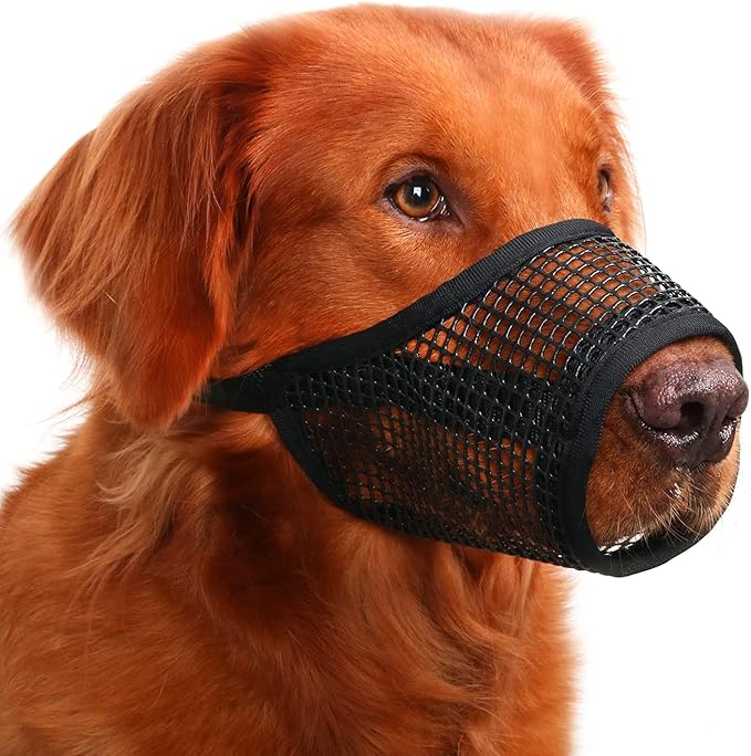 Mayerzon Dog Muzzle, Soft Mesh Muzzles for Small Medium Large Dogs Chihuahua Poodle Husky Labrador Retriever, Breathable Dog Mouth Guard for Biting Chewing Grooming, Allow Panting Drinking