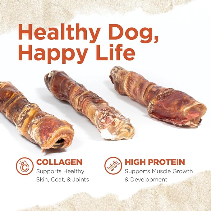 Natural Farm Power Beef Sticks Dog Chews (6”, 15-Pack), 2-in-1 Power Chews: Premium Beef Cheek Wrapped in Beef Esophagus for Double Chewing Time, Promotes Dental Health, Great for Medium Dogs