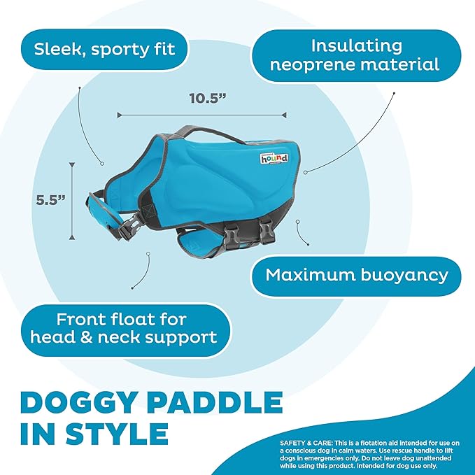 Outward Hound Dawson Swim Blue Dog Life Jacket, Small