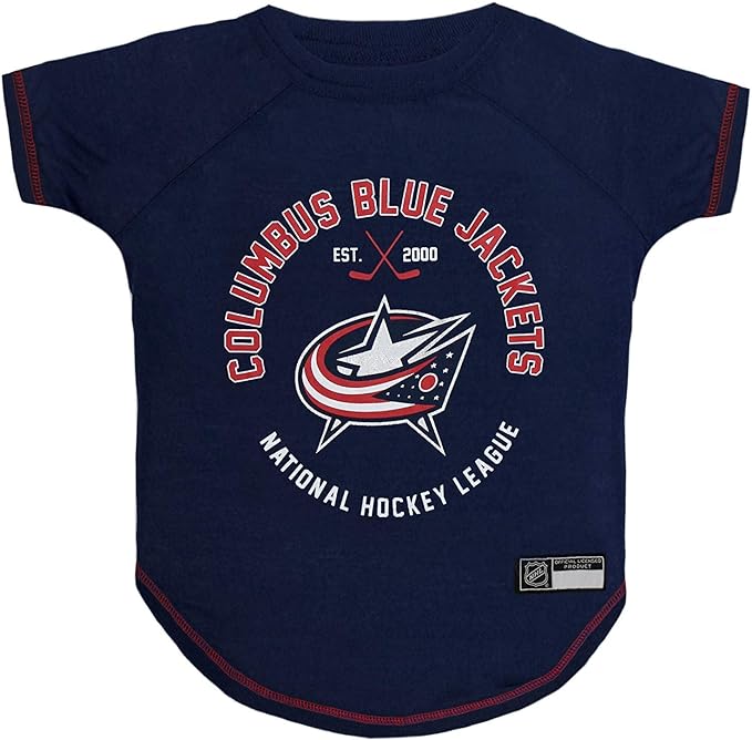 Pets First NHL Columbus Blue Jackets Tee Shirt for Dogs & Cats, Medium. - are You A Hockey Fan? Let Your Pet Be an NHL Fan Too!