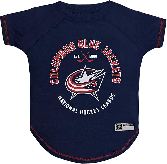 Pets First NHL Columbus Blue Jackets Tee Shirt for Dogs & Cats, Small. - are You A Hockey Fan? Let Your Pet Be an NHL Fan Too!