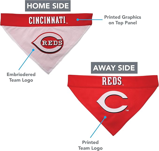 Pets First RED-3217-L-XL MLB Cincinnati Reds Reversible Pet Bandana, Large/X-Large, MLB Team Color