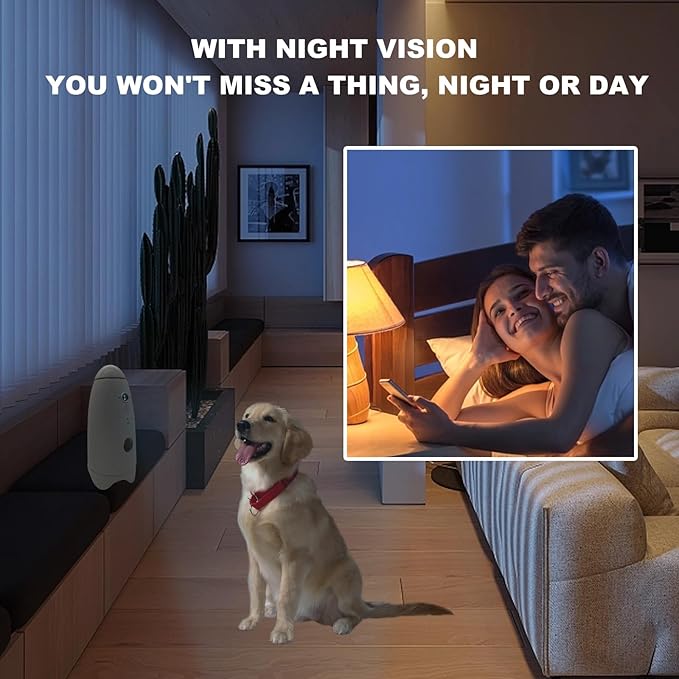 Pet Camera Treat Dispenser, Visible Range 360° Dog Camera,Remote Monitoring of Amusing Pet Feeder,1080p Camera, Live Video, Auto Night Vision Rotatable,Suitable for Dogs and Cats or Other Pets.