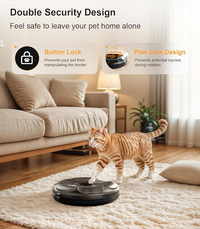 Casfuy Automatic Cat Feeder Cordless - Automatic Cat Food Dispenser for Wet Moist Food with 4 Ice Packs Rechargeable Auto Feeder for Cats Small Dogs with Programmable Timer Low Battery Indicator