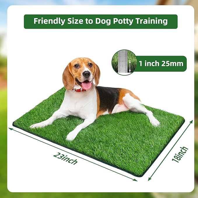 Dog Grass Pee Pad,Artificial Grass for Dogs Potty Training,Reusable Turf Grass Pads for Dogs with Hemmed Edge,Fake Grass Replacement Pads for dog Indoor and Outdoor (18" x 23")