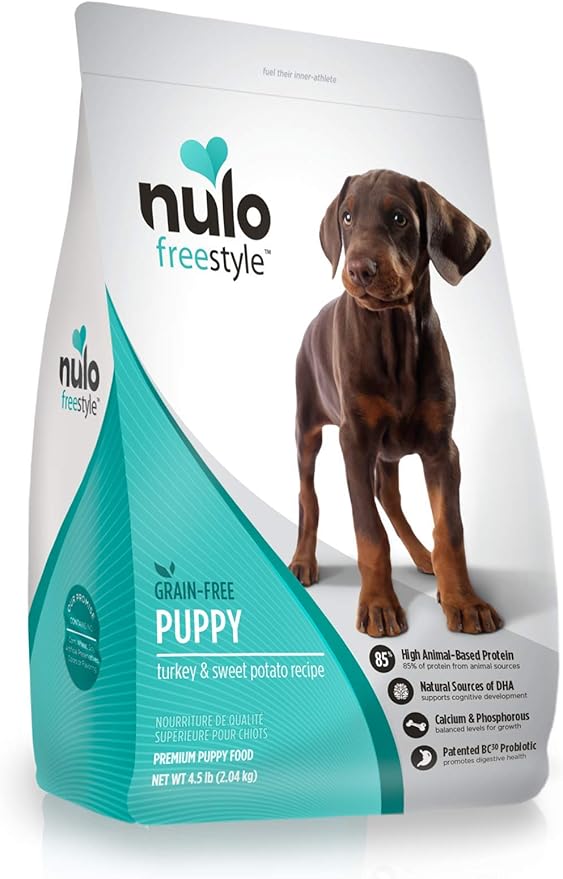 Nulo Puppy Food Grain Free Dry Food With Bc30 Probiotic And Dha (Turkey And Sweet Potato Recipe, 4.5Lb Bag)