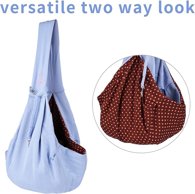 Small Dog Cat Sling Carrier,Hands Free Reversible Pet Carriers Bag,Pet Carrier Shoulder Crossbody Pet Slings Suitable for Puppy, Small Dogs, and Cats for Outdoor Travel (Blue)
