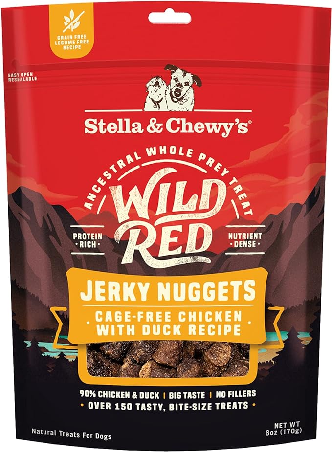 Stella & Chewy's Wild Red Jerky Nuggets Dog Treats Chicken & Duck Recipe, 6 oz. Bag