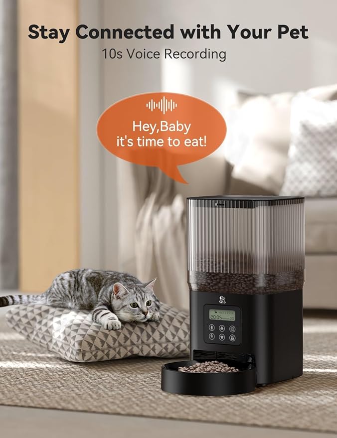 Automatic Cat Food Dispenser, 2 Packs 5L Automatic Dog Feeder Programmable Control 1-6 Meals Per Day, Automatic Pet Feeder for Cats and Dogs, 10s Voice Recorder & Dual Power Supply