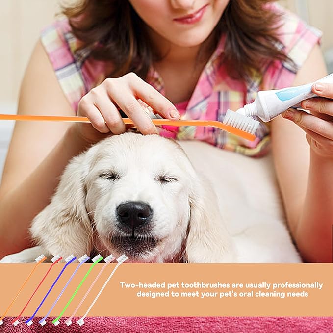 70 Pieces Dual End Dog Toothbrush Pet Toothbrush, Dual headed Pet Tooth Brush, Soft Grooming Dual Side Dog ToothBrush Multicolored for Pet Teeth Cleaning