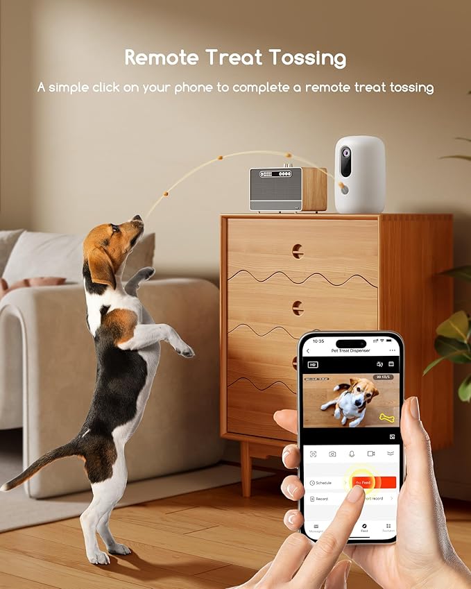 faroro 2K Pet Camera with Treat Dispenser, 5G WiFi Dog Camera with Speaker, Phone App, 2-Way Audio, Night Vision, Motion Alerts for Treat Tossing and Monitoring Your Pet Remotely