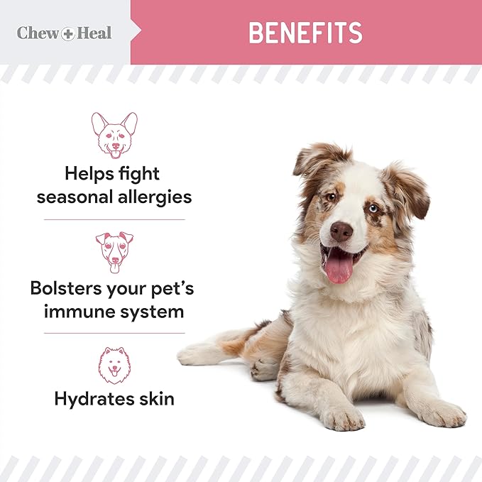 Dog Allergy Chews -180 Delicious Soft Chew Treats - Anti Itch Allergy Relief for Dogs and Cats - Boosts Immune System, Promotes Skin Health - Seasonal Allergy Treatment for Pets - Made in The USA