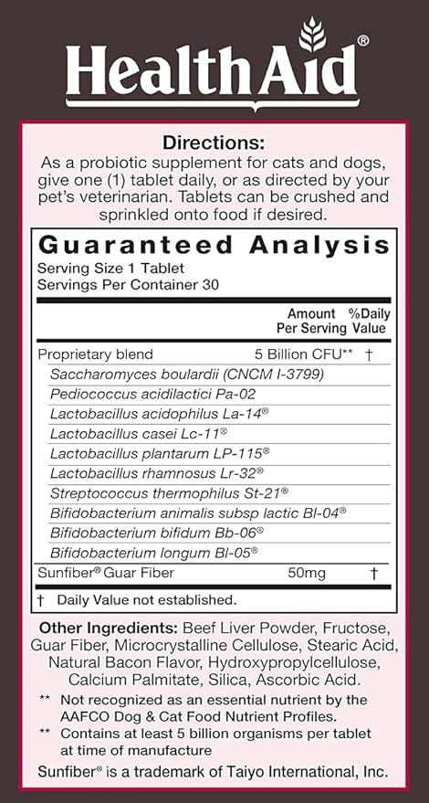 PetProbio, 5 Billion with Probiotic, 10 Strains, 30ct, Once Daily for Cats and Dogs, Helps with Pet’s Digestive Health, Natural Beef, Liver, & Bacon Flavor