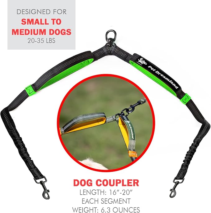 Exquisite Double Dog Leash for Small Dogs | Two Dog Leash Coupler | 2 Way Dog Leash | Double Hook Dog Leash | Dual Dog Leash Tangle Free Medium Dogs | Split Dog Leash | 2 Point Control Dog Leash