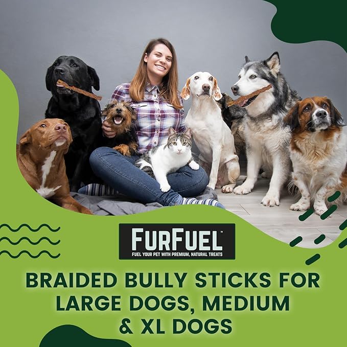 Braided Bully Sticks Variety Pack for Dogs - Suitable for Small, Medium, and Large Breeds – 6 Pack of 12-Inch Dog Bully Sticks - Low Odor, All-Natural Chew (12 Inch, 6 Count)
