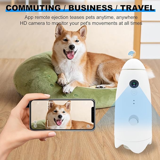 Pet Camera Treat Dispenser, Visible Range 360° Dog Camera,Remote Monitoring of Amusing Pet Feeder,1080p Camera, Live Video, Auto Night Vision Rotatable,Suitable for Dogs and Cats or Other Pets.