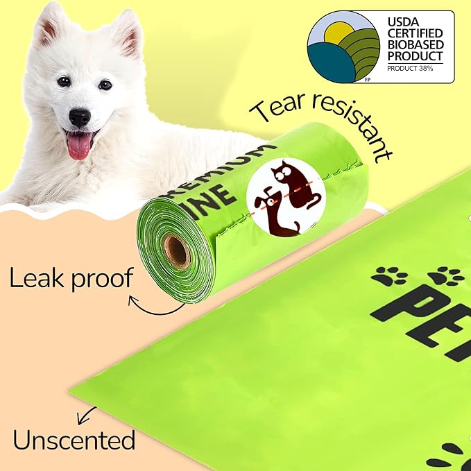 Pet N Pet 360 Counts, Unscented Dog Poop Bags Rolls, 38% Plant Based & 62% PE Poop Bags For Dogs, 24 Rolls Doggie Poop Bags Refills, Extra Thick Dog Bags for Poop, Dog Waste Bags, Cat Poop Bags