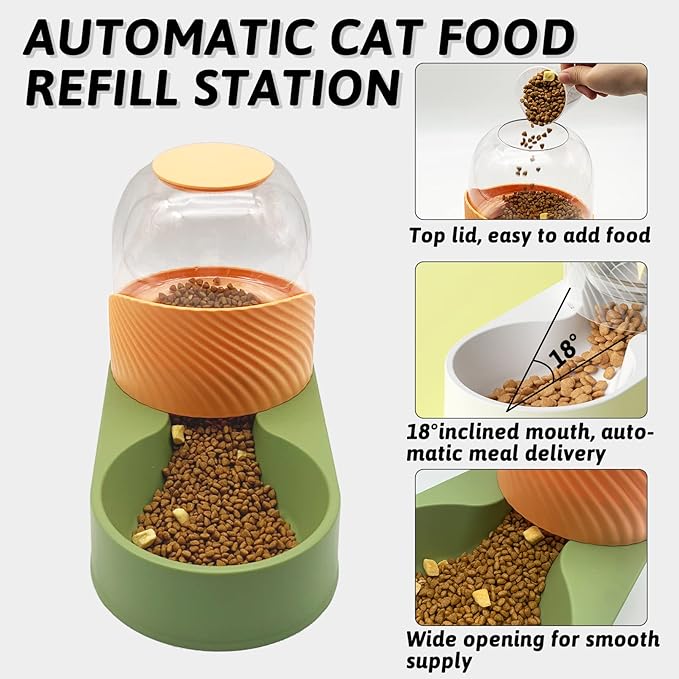 BNOSDM 2 Pcs Gravity Dog Feeder and Water Dispenser Automatic Dog Cat Food and Water Dispenser Set Large Capacity Pet Self Feeder Station for Indoor Small and Medium Sized Dog, Cats (2 L, White)