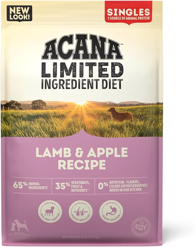 ACANA Singles Limited Ingredient Dry Dog Food, Grain Free Lamb & Apple Dog Food Recipe, 13lb