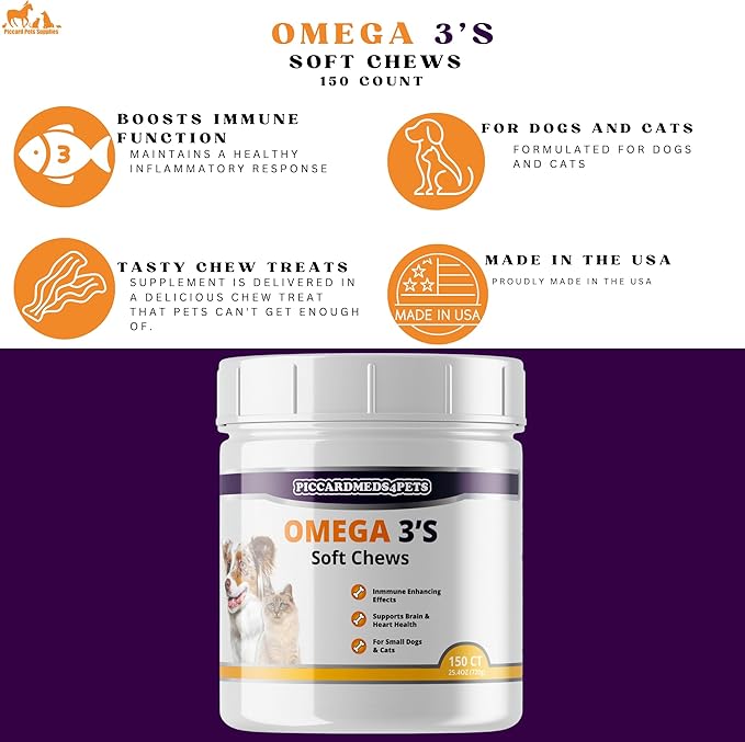 Skin and Coat Omega 3's Soft Chews Small Dogs and Cats 150 CT