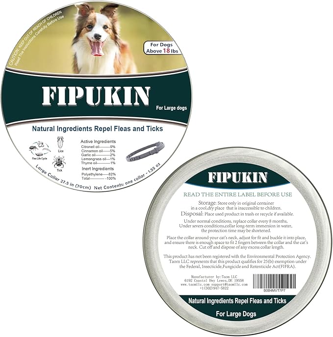 Natural & Safe Flea and Tick Collar for Large Dogs,Safe and Effective Flea and Tick Repellent, 8 Months Protection, Waterproof, Free Comb and Tick Removal Tool, Flea Repellent Drops, 27.5 inch,1-Pack