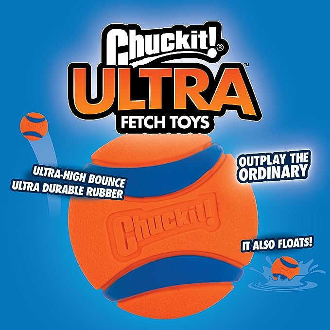 Chuckit Ultra Ball Dog Toy, Medium (2.5 Inch Diameter) Pack of 2, for breeds 20-60 lbs