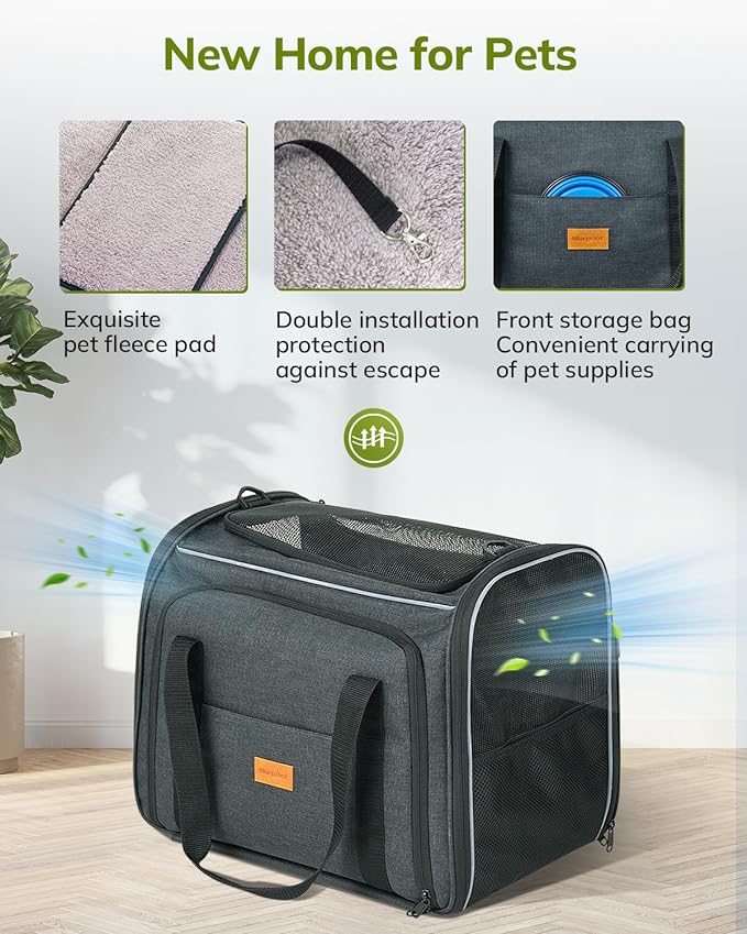 Morpilot Cat Carrier with Wheels - Cat Carrier Soft & Expandable, Rolling Dog & Cat Carrier for Medium Cats and Dogs Under 15LBS, Pet Carrier with Wheels on Upgraded Wheels and Telescopic Handle