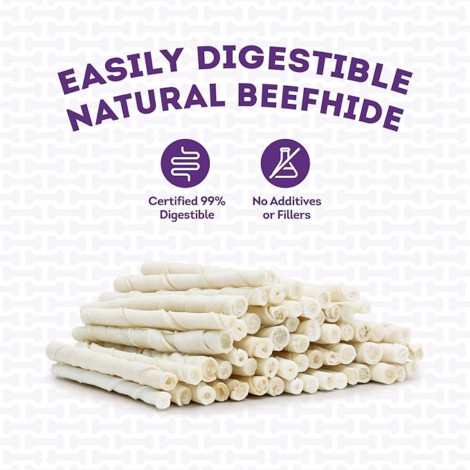 Beefhide Twist Sticks 5" Dog Chew Treats - Natural Flavor, 1 lb/1 Pack