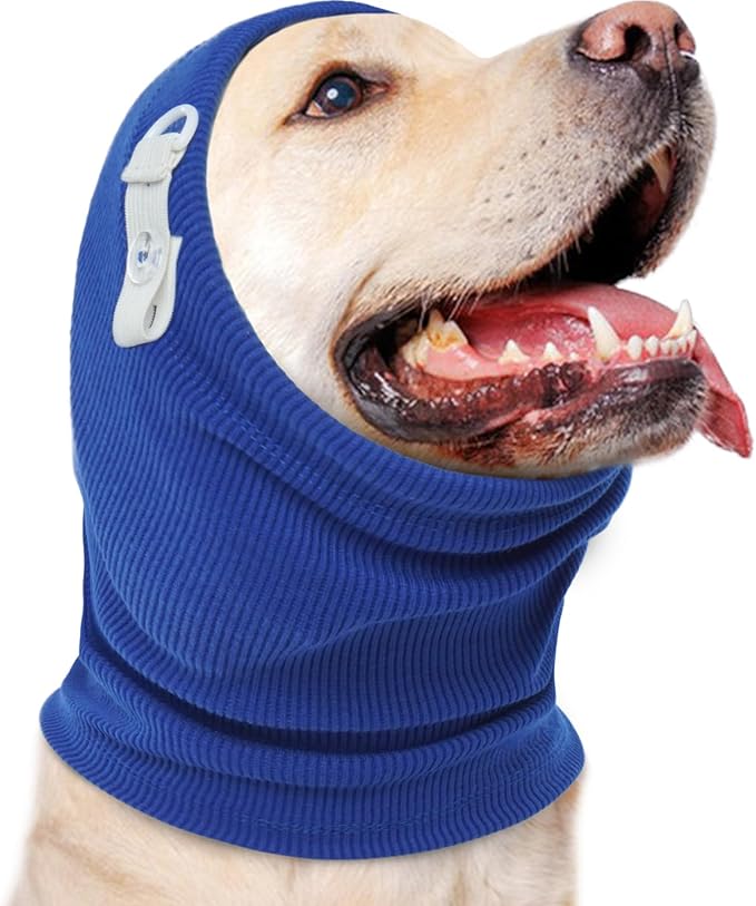 Nanaki Upgraded Dog Calming Hoodie Anxiety Relief, No Shake Ear Wraps for Dog, Soft Dog Hematoma Ear Wrap Anti-slip Dog Head Muffs Ear ProtectIon Dog Head Cover Grooming Force Drying Fireworks Thunder