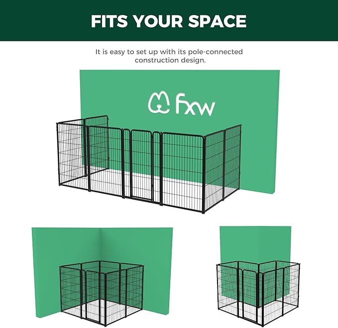 FXW Homeplus Dog Playpen Designed for Indoor Use, 45" Height for Large Dogs, BlackāPatented