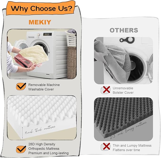 Orthopedic Washable Large Dog Bed, Dog Beds with Removable Cover, Large XXXL Pet Dog with Bolster, Washable Dog Bed Sofa with Orthopedic Egg Foam for Medium Large Dog